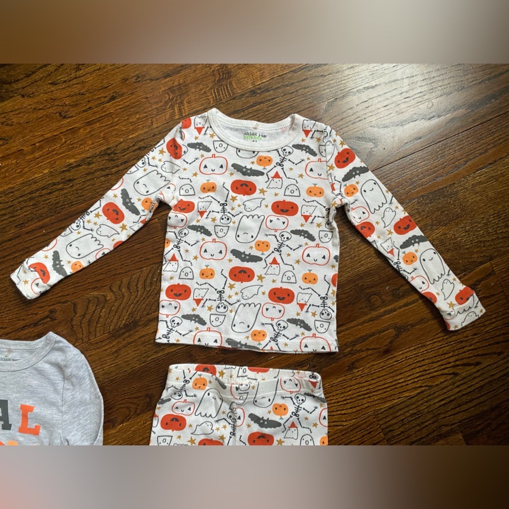 baby/toddler 2T halloween PJs Chick Pea Pajamas festive long sleeve cotton set - Picture 3 of 16